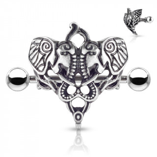 Piercing tton  deux lphants - Argent antique