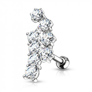 Piercing helix à lignes de strass décalées - Gris