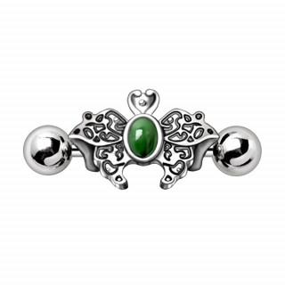 Piercing helix papillon à perle verte