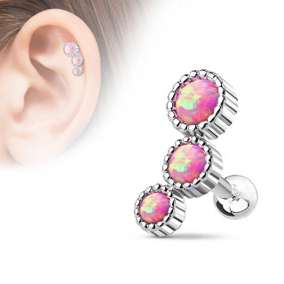 Piercing hlix  trio d'opales asymtriques roses