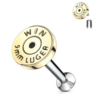 Piercing imitation balle de pistolet (lèvre, cartilage...)
