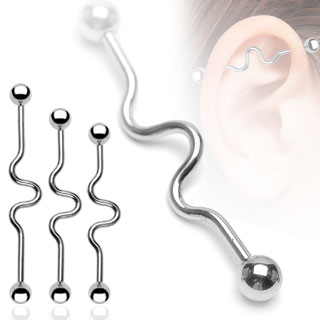 Piercing industriel  boules et barre ondule