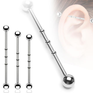 Piercing industriel  boules et barre perle