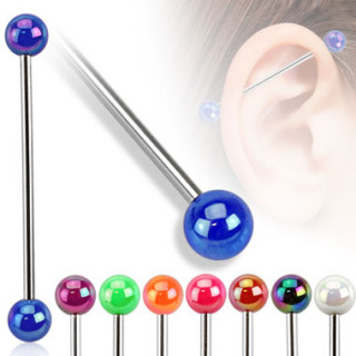 Piercing industriel  boules perles aspect mtallique