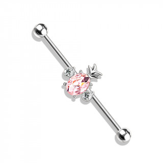 Piercing industriel  ananas zirconium rose