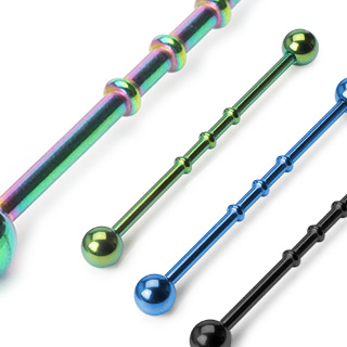 Piercing industriel anodisé titane avec barre perlée