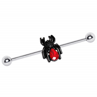 Piercing industriel araigne noire  abdomen rouge