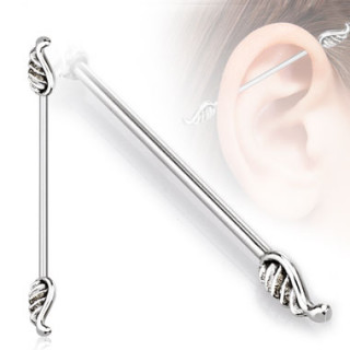 Piercing industriel avec ailes d'ange aux extrmits