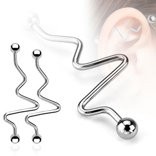 Piercing industriel avec barre tordue en zigzag