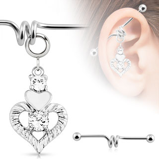 Piercing industriel avec double coeur