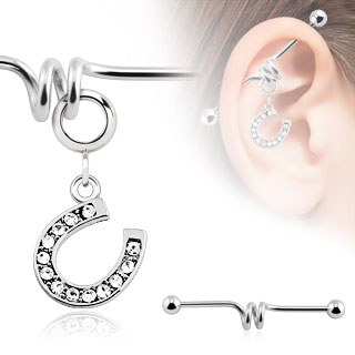 Piercing industriel avec fer  cheval en pendentif