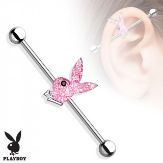 Piercing industriel avec lapin playboy en habit de strass