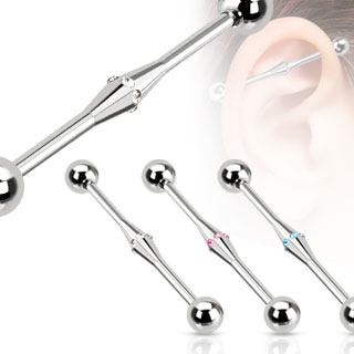 Piercing industriel avec milieu en losange sertie