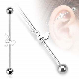 Piercing industriel avec silhouette de femme sexy