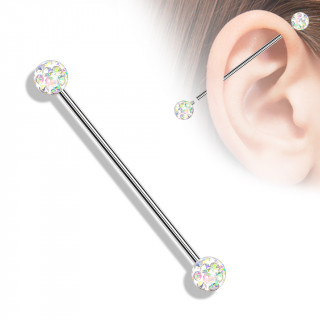 Piercing industriel  boules shamballa - Aurore borale (filetage interne)