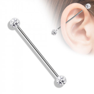 Piercing industriel  boules shamballa - Clair (filetage interne)