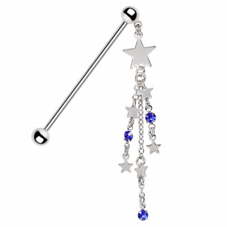 Piercing industriel  cascade d'toiles en pendentif