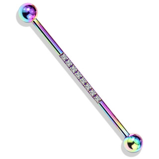 Piercing industriel chic en acier arc en ciel  ligne de zirconiums