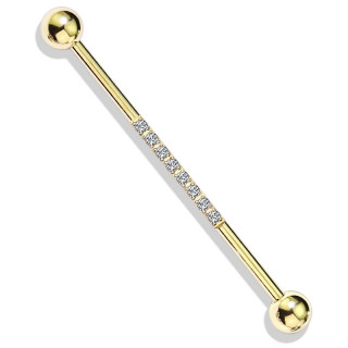 Piercing industriel chic en acier dor  ligne de zirconiums