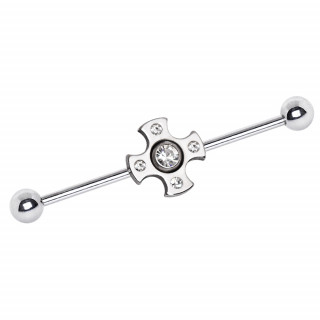 Piercing industriel  croix mdivale sertie