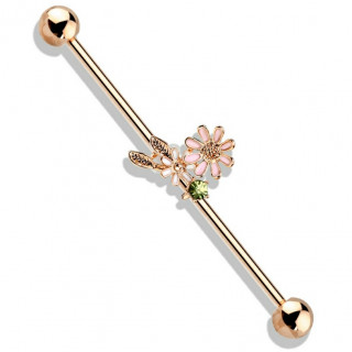 Piercing industriel cuivr  jardin fleuri fantaisie