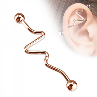 Piercing industriel cuivré à barre tordue en zigzag