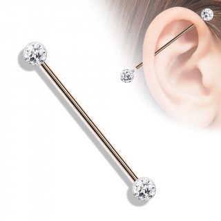 Piercing industriel cuivr  boules shamballa (filetage interne)