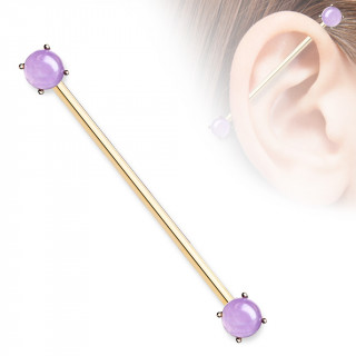 Piercing industriel cuivré à embouts Amethystes
