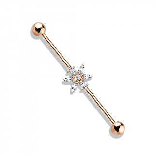 Piercing industriel cuivr  fleur zirconium toile