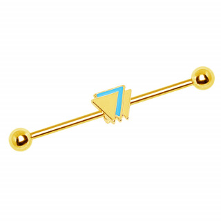 Piercing industriel doré à triangles superposés