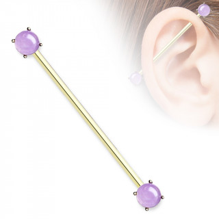 Piercing industriel dor  embouts Amethystes