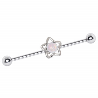 Piercing industriel  toile sertie d'une opale