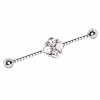 Piercing industriel  fleur abstraite sertie