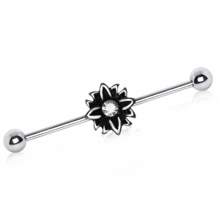 Piercing industriel  fleur noircie