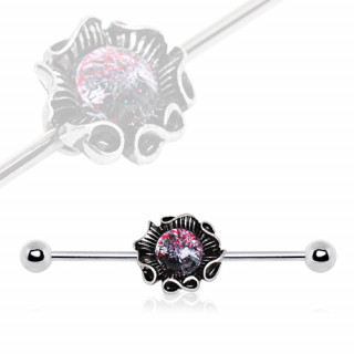 Piercing industriel fleur  pierre pourpre