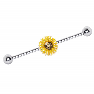 Piercing industriel  fleur tournesol jaune