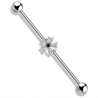 Piercing industriel  fleur zirconium claire et noire