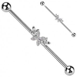 Piercing industriel  fleurs style papillons