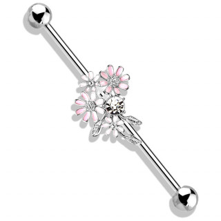 Piercing industriel  joli bouquet de fleurs