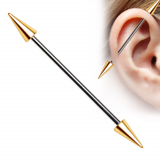 Piercing industriel  longues pointes dores