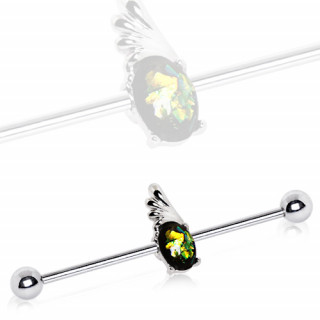 Piercing industriel  Opale verte aile