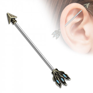 Piercing industriel oreille  flche tribale