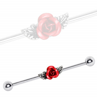 Piercing industriel  rose rouge close