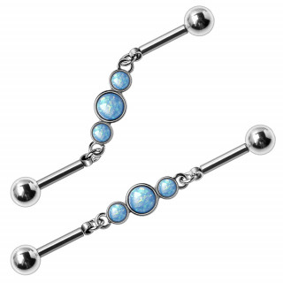 Piercing industriel segment  trio d'opales