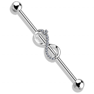 Piercing industriel à symbole infinie pavé de strass