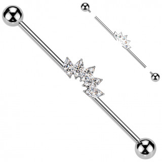 Piercing industriel Titane  couronne de zirconiums en marquise