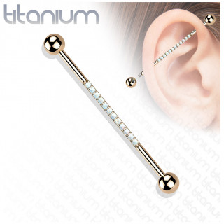 Piercing industriel Titane cuivré serti d'opales