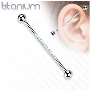 Piercing industriel Titane serti d'opales blanches