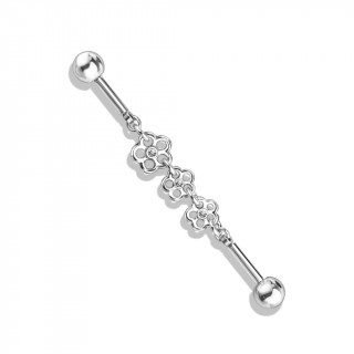 Piercing industriel à trio de fleurs enchainées