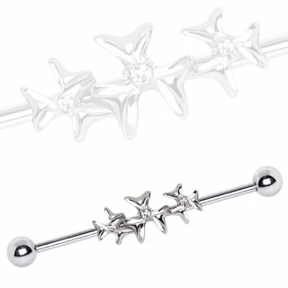 Piercing industriel trio de fleurs serties